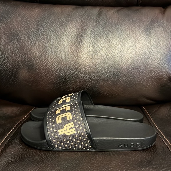 FINAL DROP / SALE!! Gucci Guccy limited edition leather logo sandals slides NWB - Picture 4 of 10